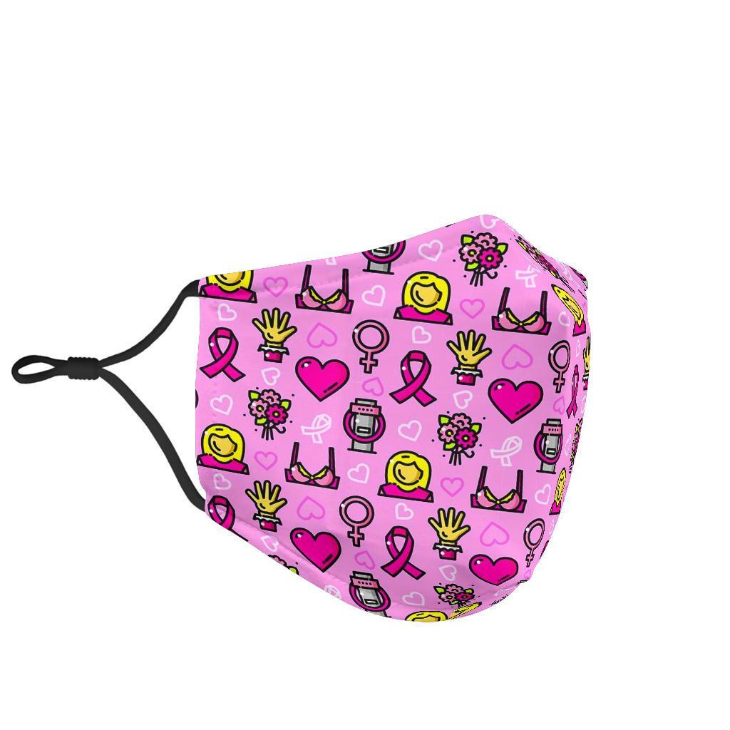 Pink Ribbon Breast Cancer Awareness Print Pattern Face Mask-grizzshop