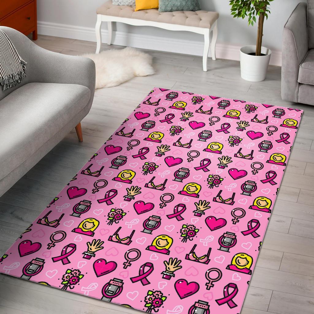 Pink Ribbon Breast Cancer Awareness Print Pattern Floor Mat-grizzshop
