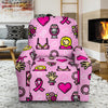 Pink Ribbon Breast Cancer Awareness Print Pattern Recliner Cover-grizzshop