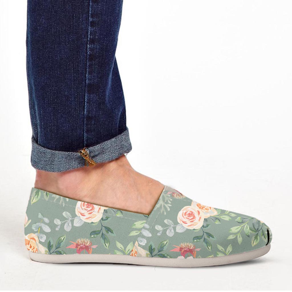 Pink Rose And Peony Floral Canvas Shoes-grizzshop