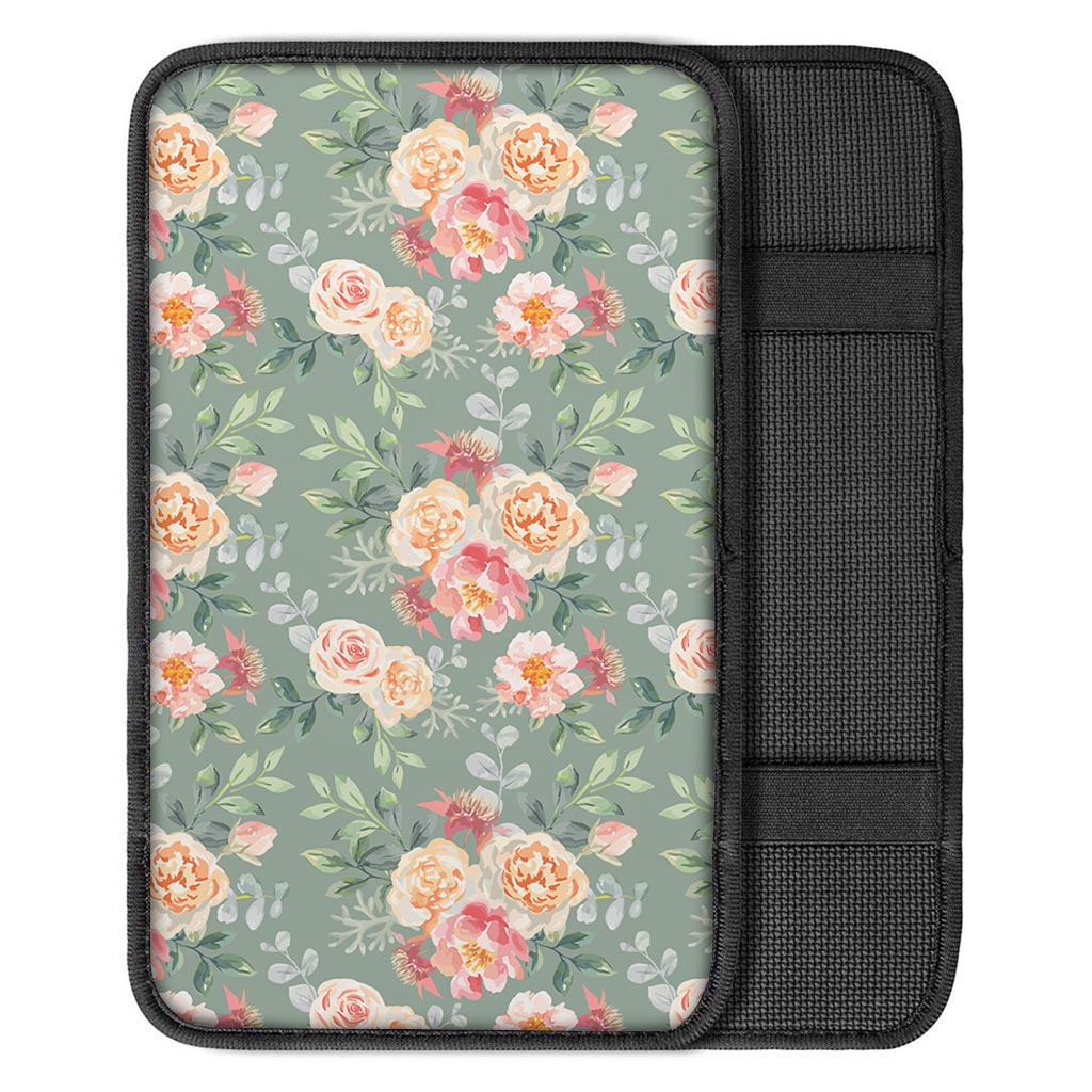 Pink Rose And Peony Floral Car Console Cover-grizzshop