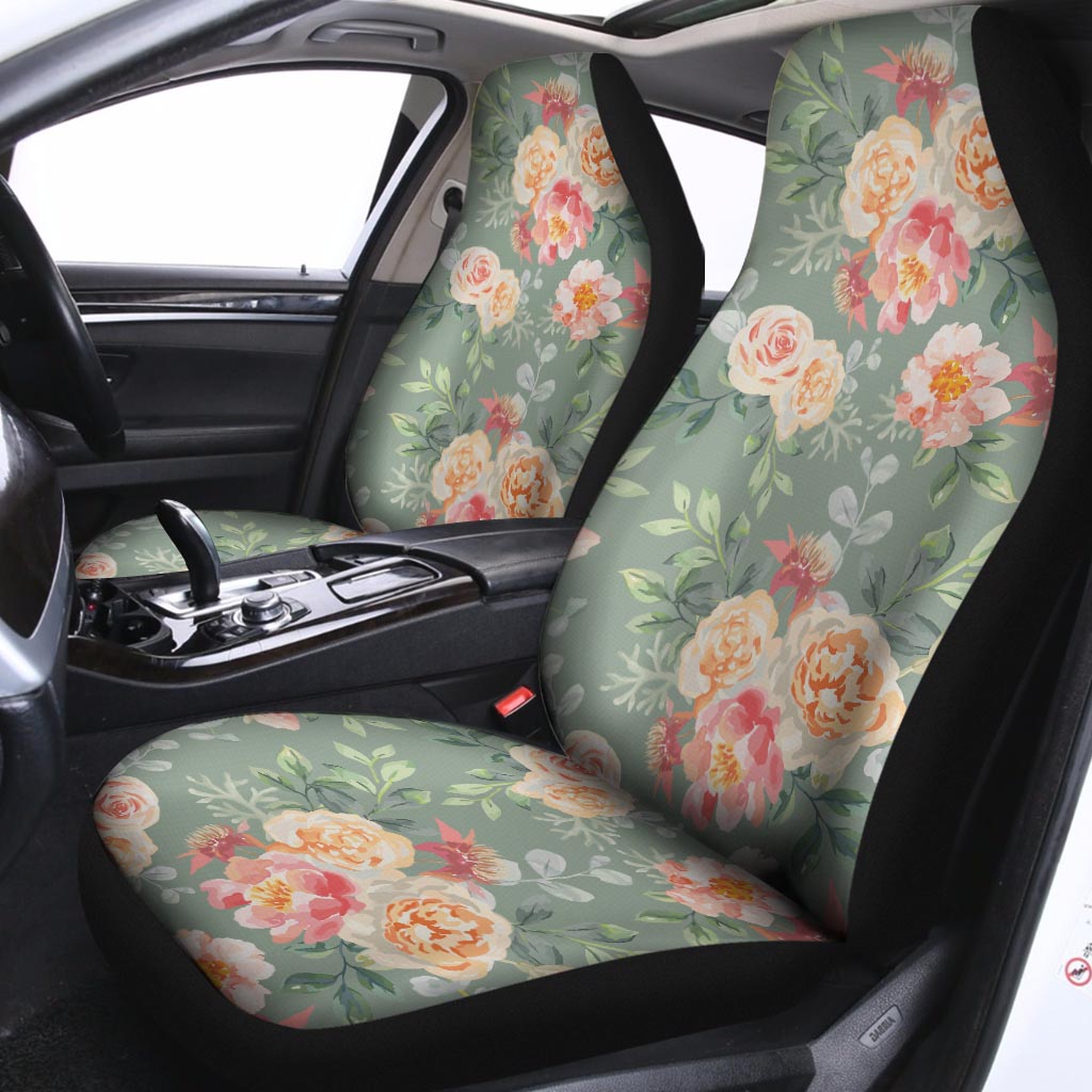 Pink Rose And Peony Floral Car Seat Covers-grizzshop