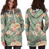 Pink Rose And Peony Floral Hoodie Dress-grizzshop