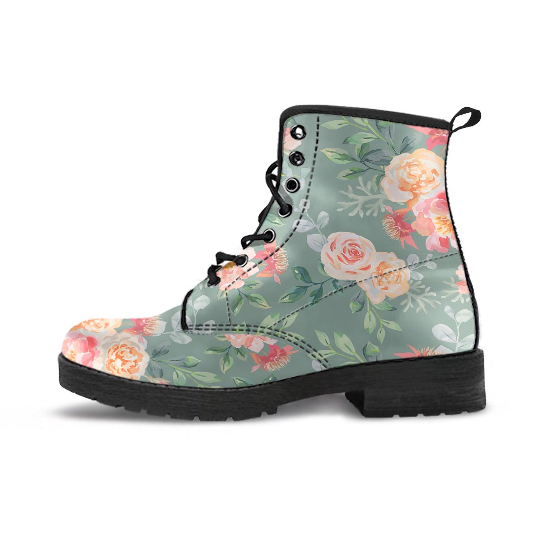 Pink Rose And Peony Floral Men's Boots-grizzshop