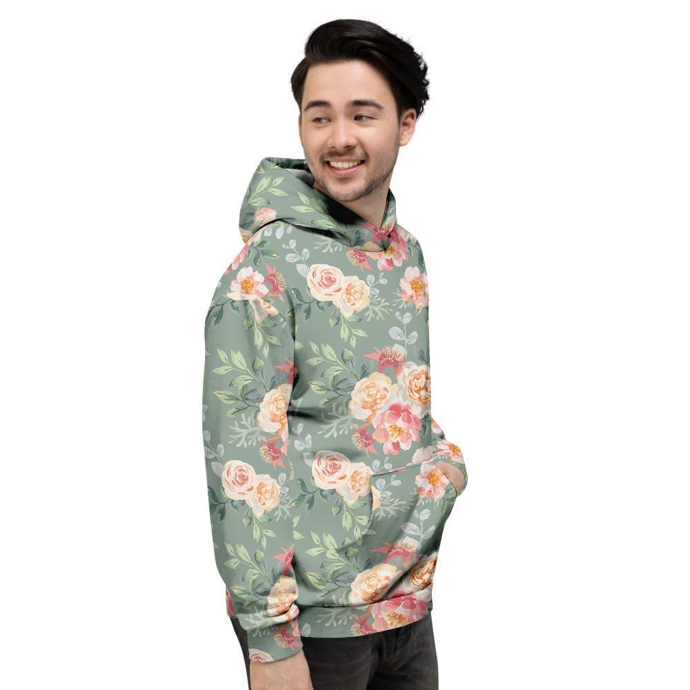 Pink Rose And Peony Floral Men's Hoodie-grizzshop