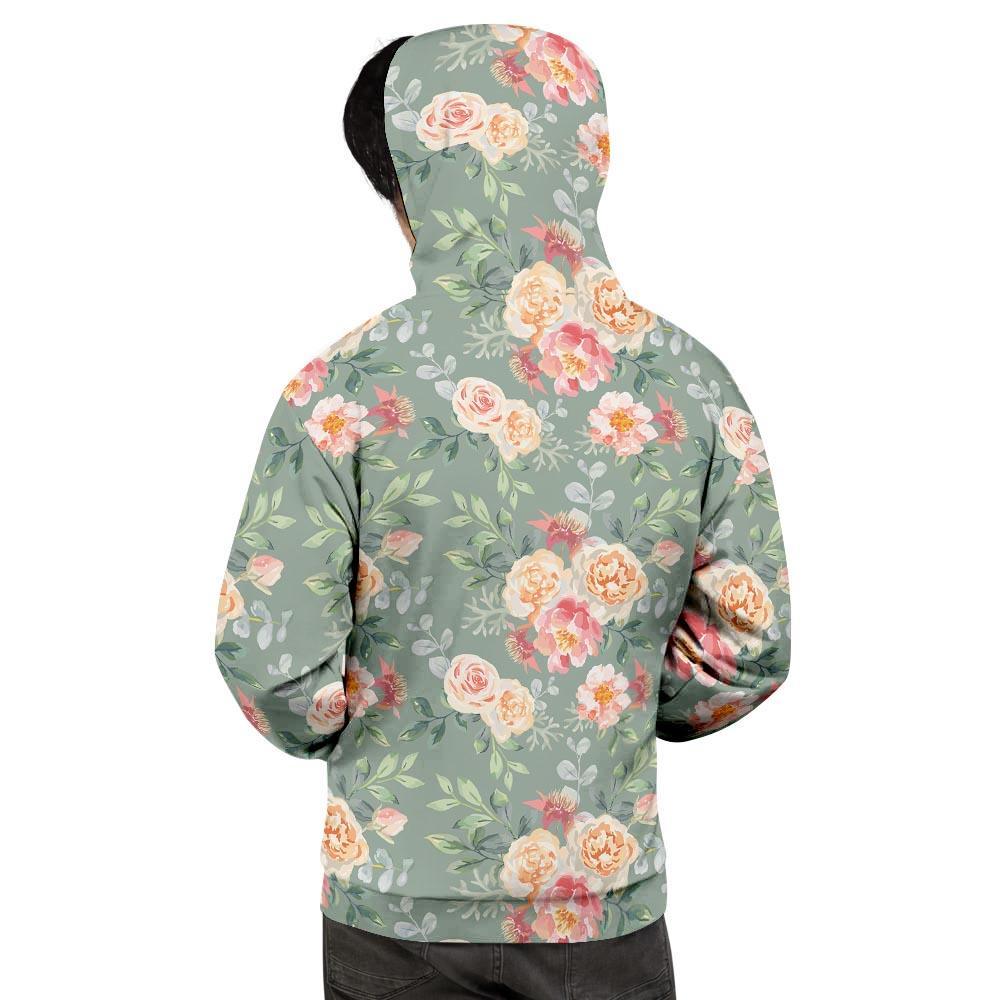 Pink Rose And Peony Floral Men's Hoodie-grizzshop