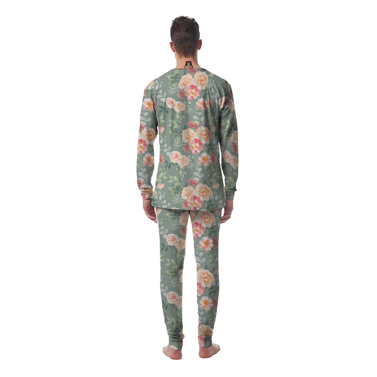 Pink Rose And Peony Floral Men's Pajamas-grizzshop