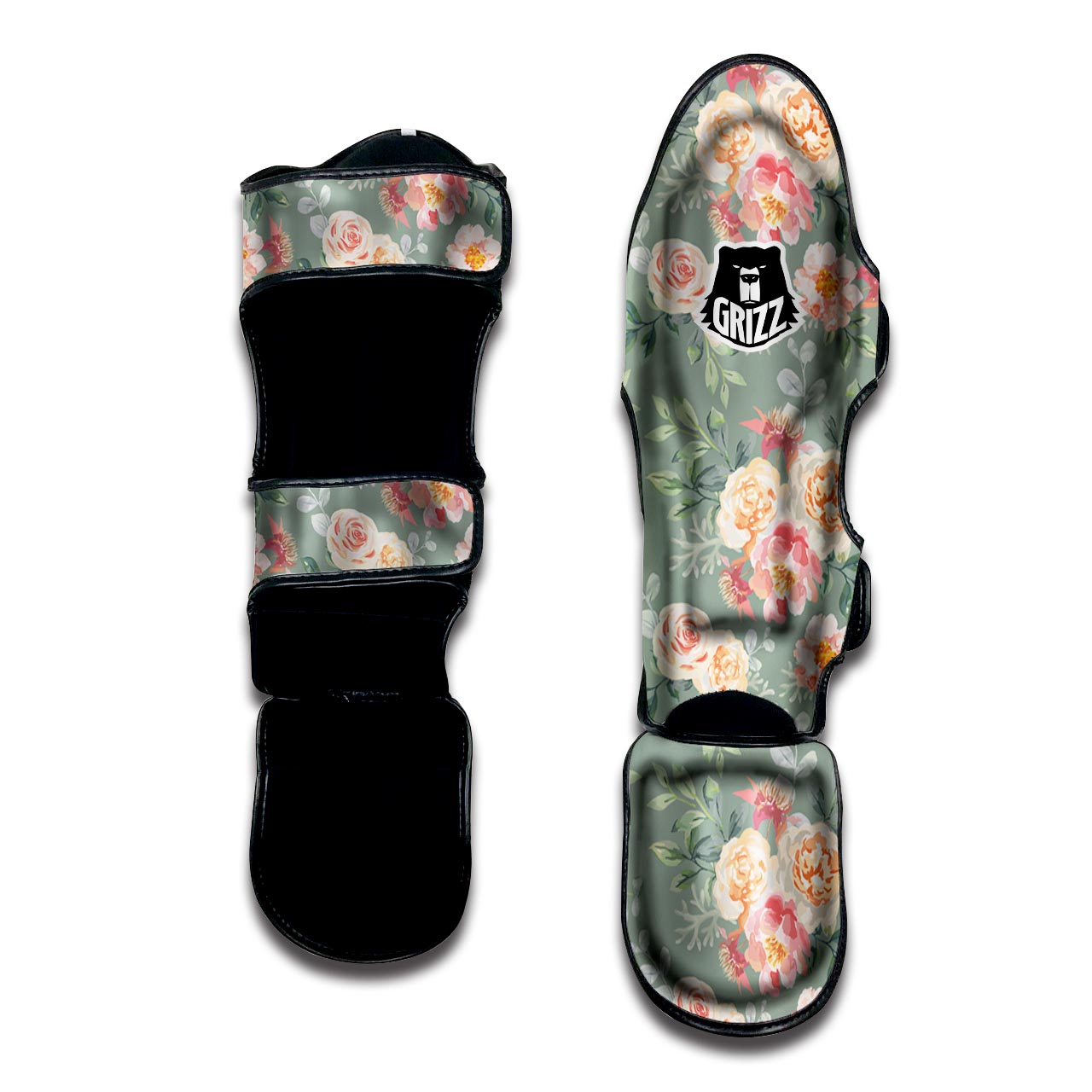 Pink Rose And Peony Floral Muay Thai Shin Guard-grizzshop