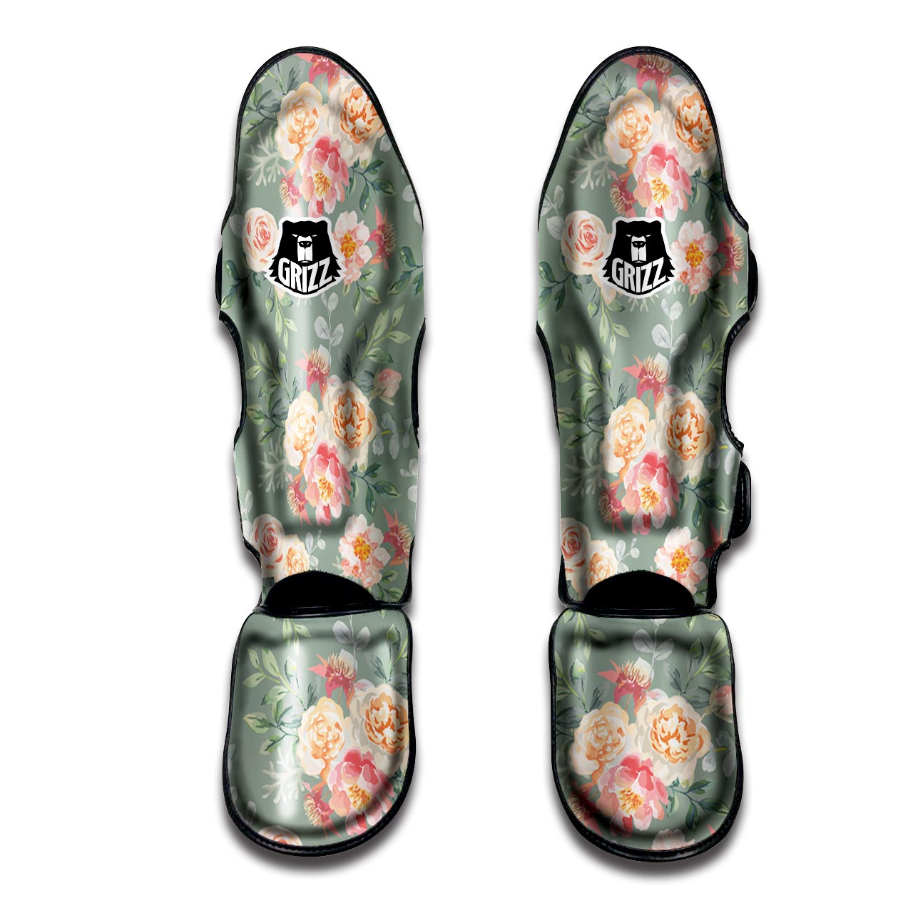 Pink Rose And Peony Floral Muay Thai Shin Guard-grizzshop