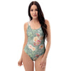 Pink Rose And Peony Floral One Piece Swimsuite-grizzshop