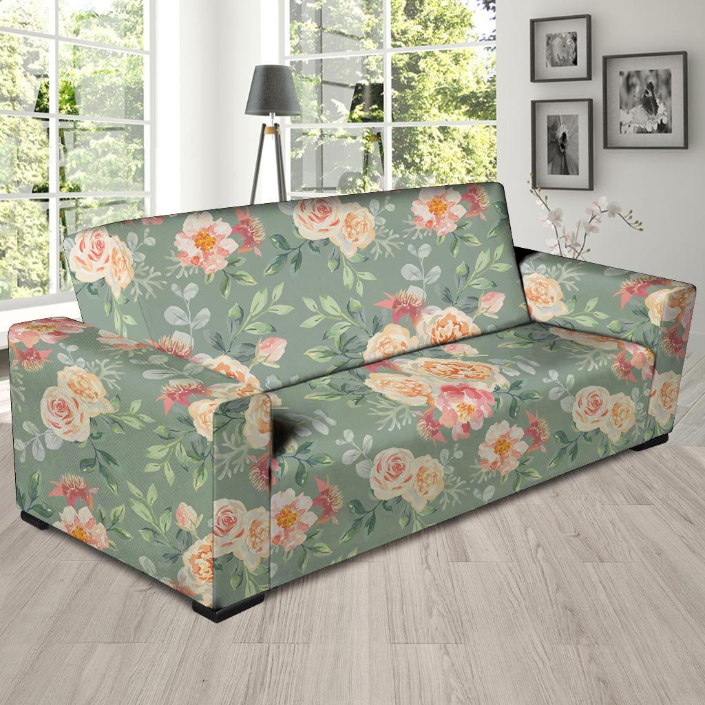 Pink Rose And Peony Floral Sofa Cover-grizzshop