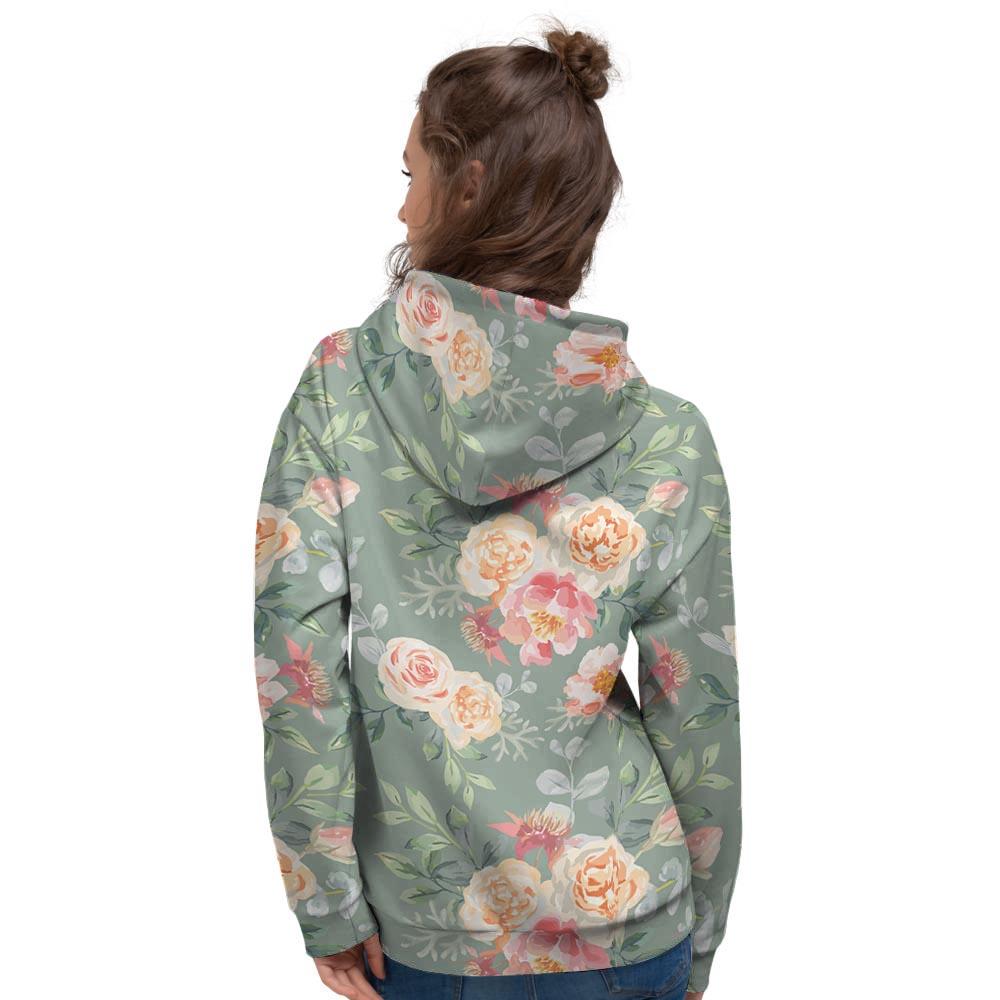 Pink Rose And Peony Floral Women's Hoodie-grizzshop