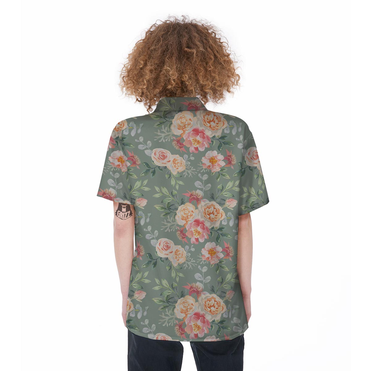 Pink Rose And Peony Floral Women's Short Sleeve Shirts-grizzshop