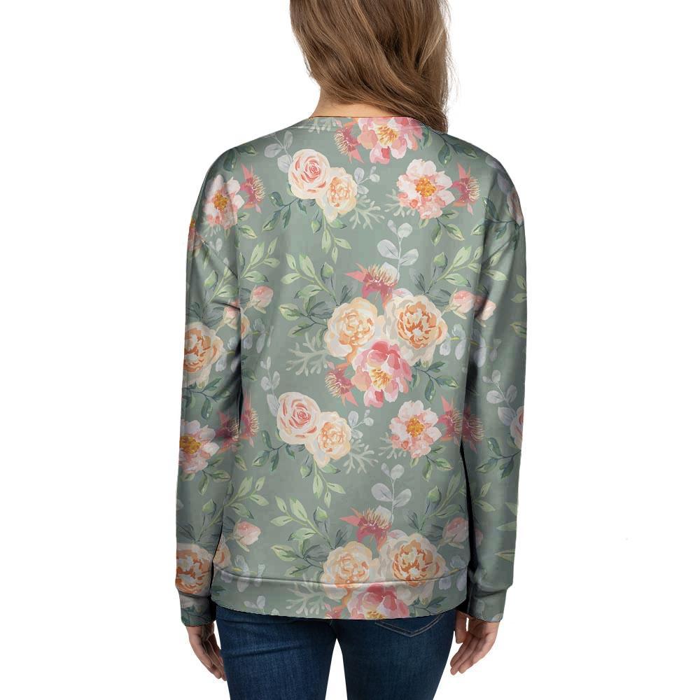 Pink Rose And Peony Floral Women's Sweatshirt-grizzshop