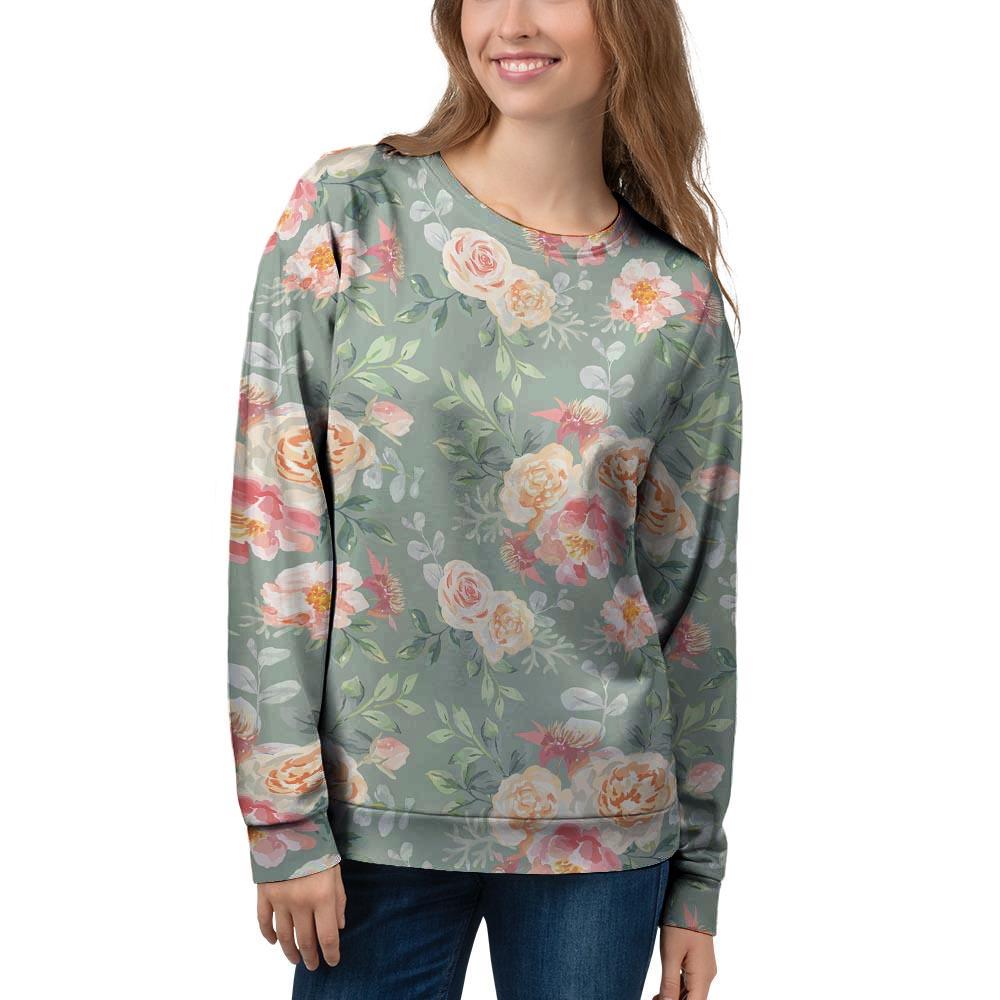 Pink Rose And Peony Floral Women's Sweatshirt-grizzshop