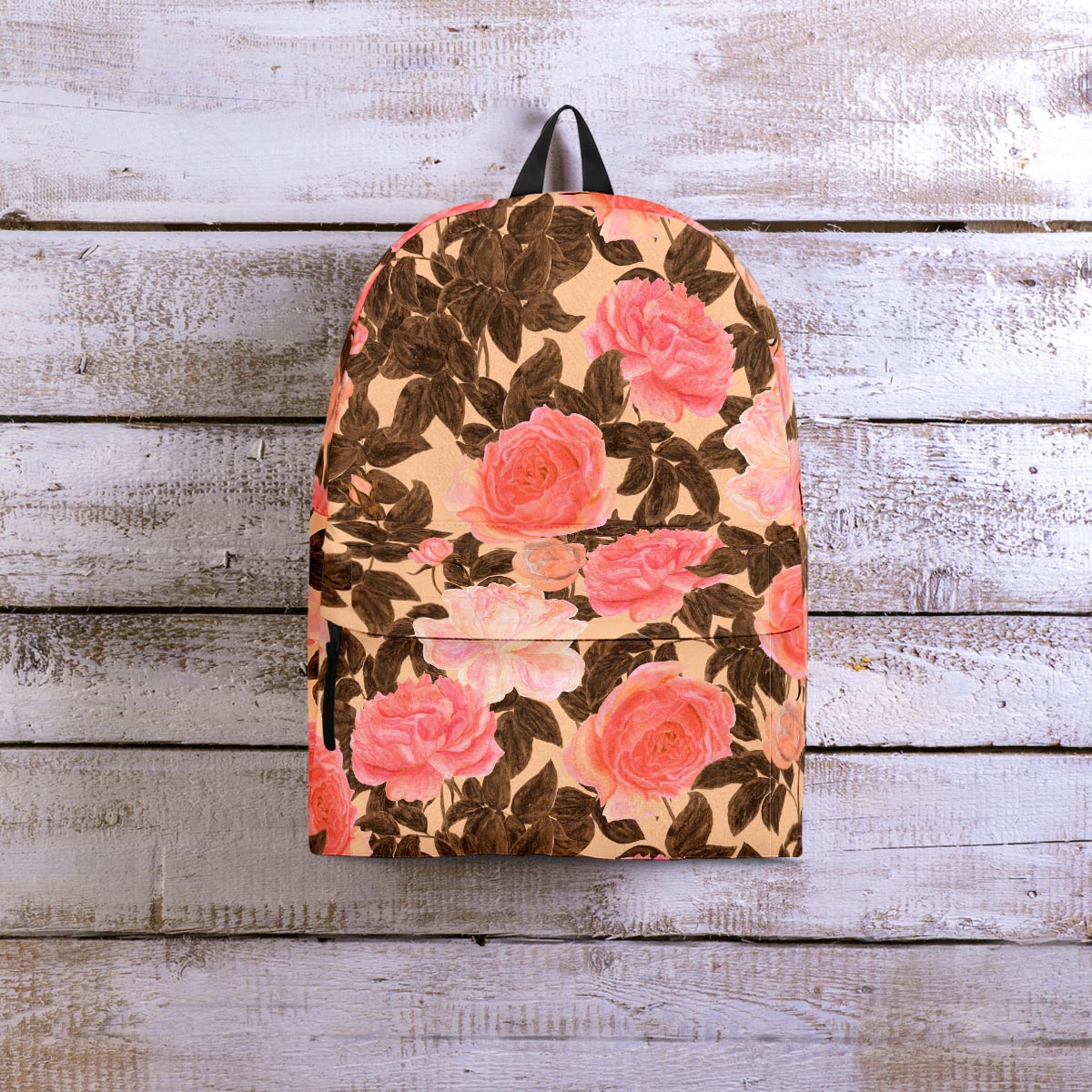 Pink Rose Floral Backpack-grizzshop