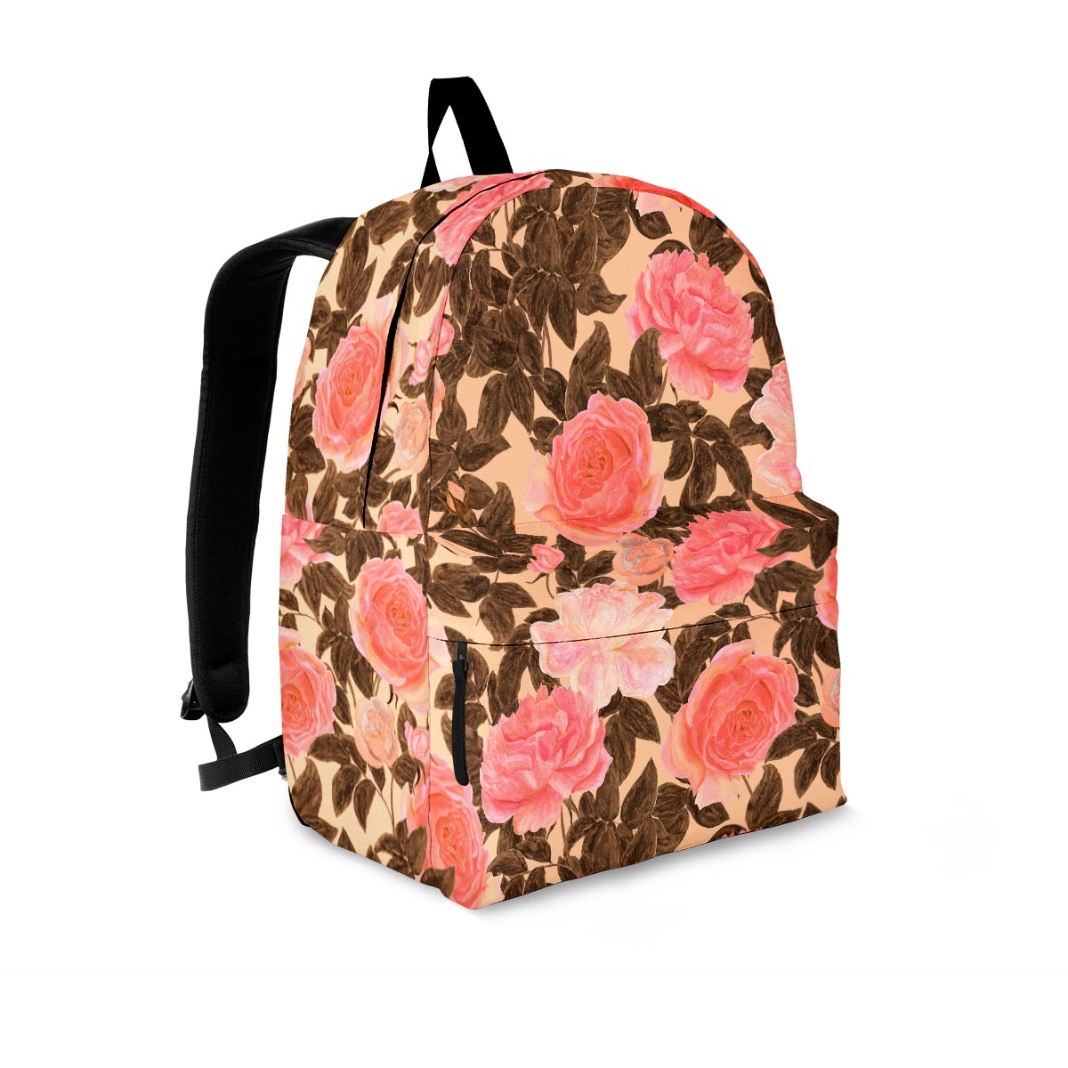 Pink Rose Floral Backpack-grizzshop