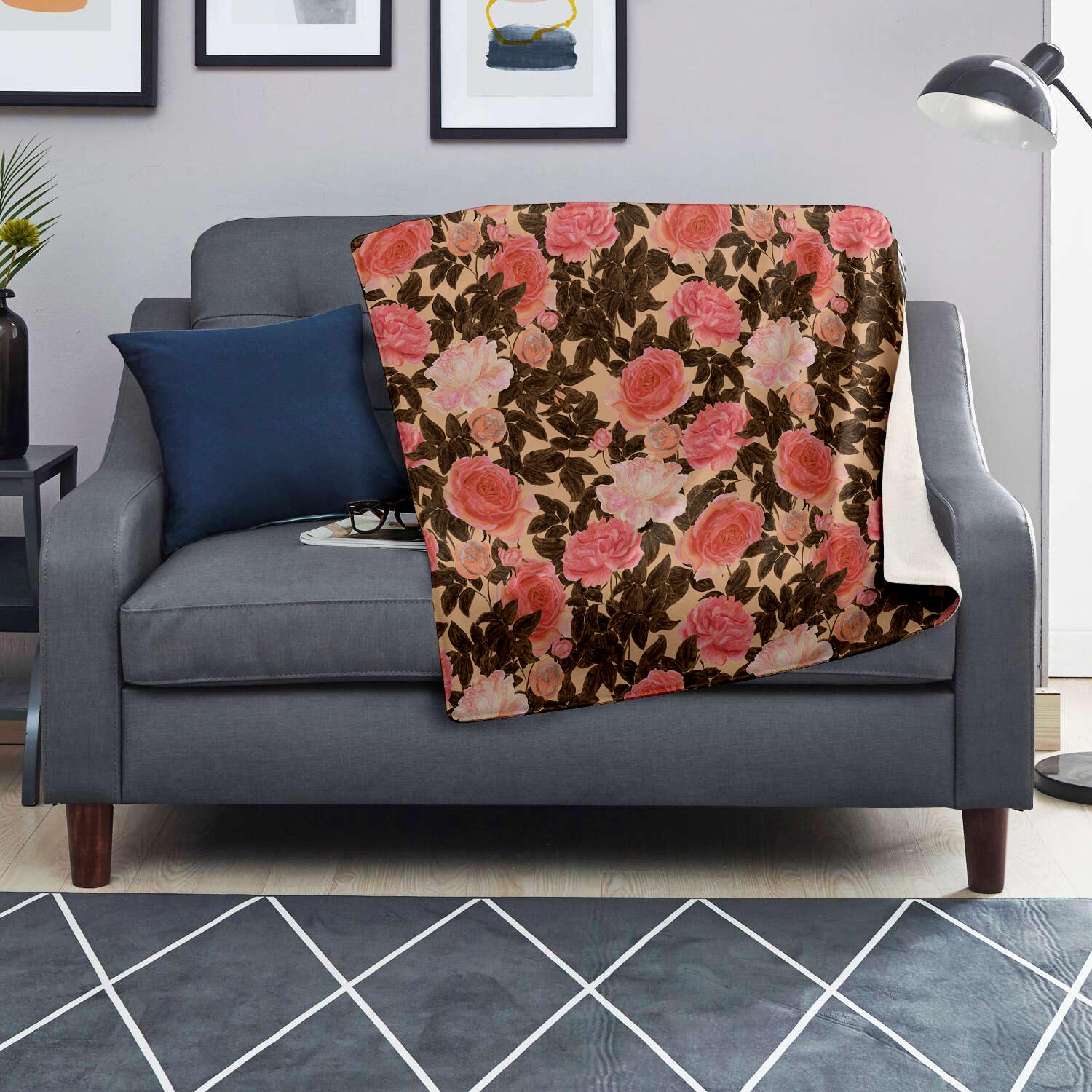 Pink Rose Floral Blanket-grizzshop