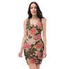 Pink Rose Floral Bodycon Dress-grizzshop