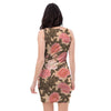 Pink Rose Floral Bodycon Dress-grizzshop