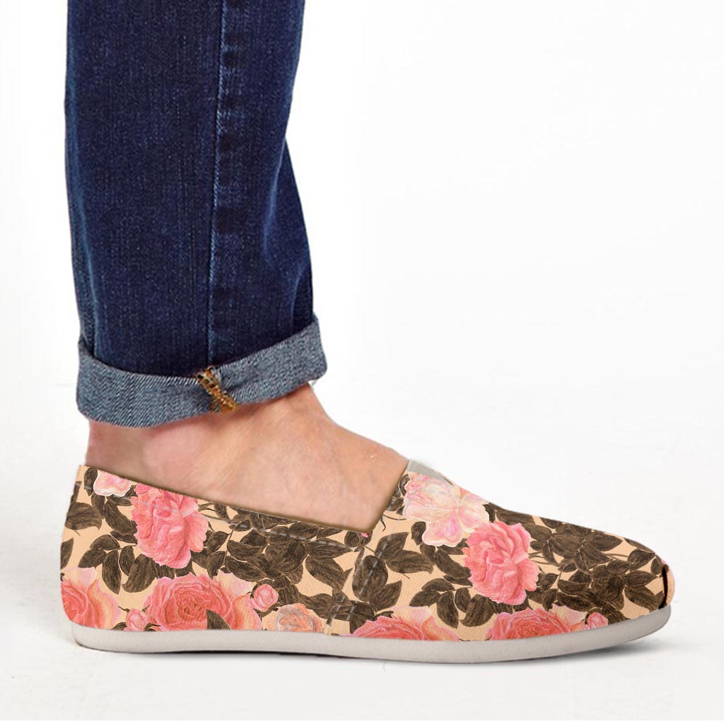 Pink Rose Floral Canvas Shoes-grizzshop