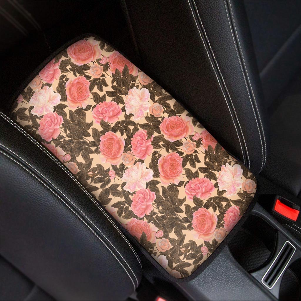 Pink Rose Floral Car Console Cover-grizzshop