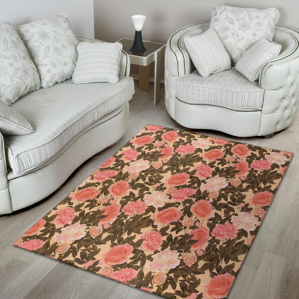 Pink Rose Floral Floor Mat-grizzshop