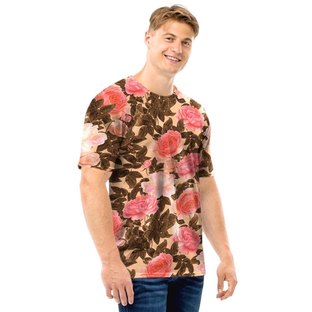 Pink Rose Floral Men T Shirt-grizzshop