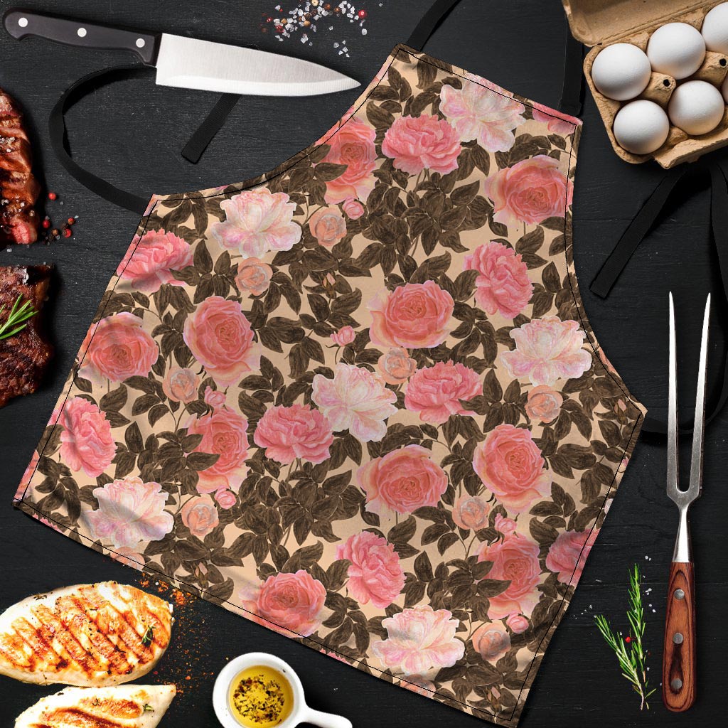 Pink Rose Floral Men's Apron-grizzshop