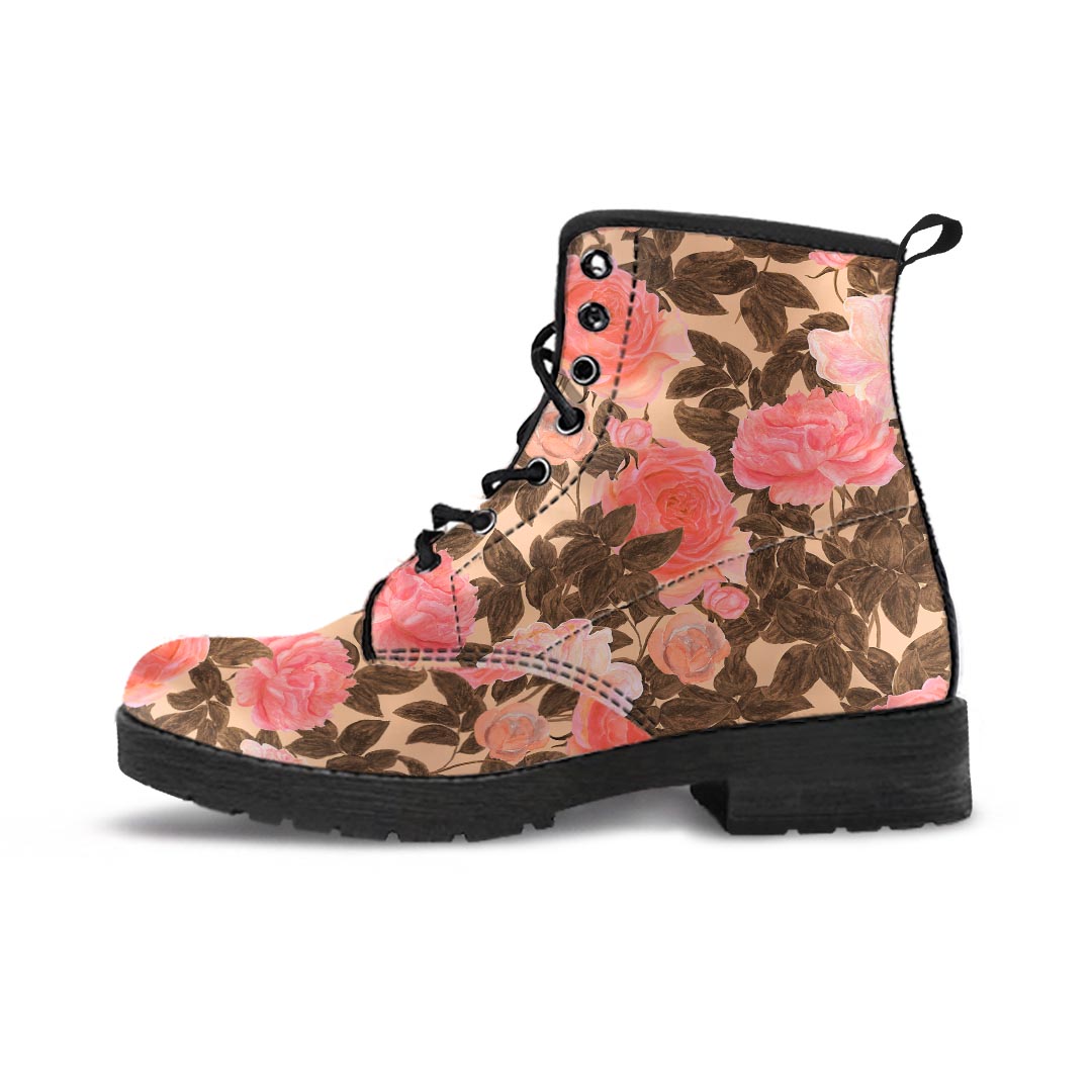 Pink Rose Floral Men's Boots-grizzshop