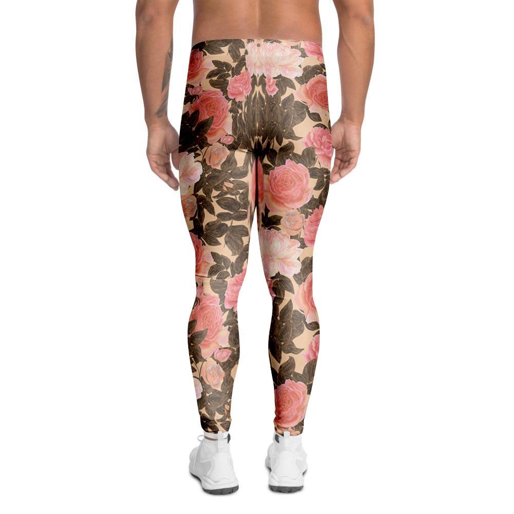 Pink Rose Floral Men's Leggings-grizzshop