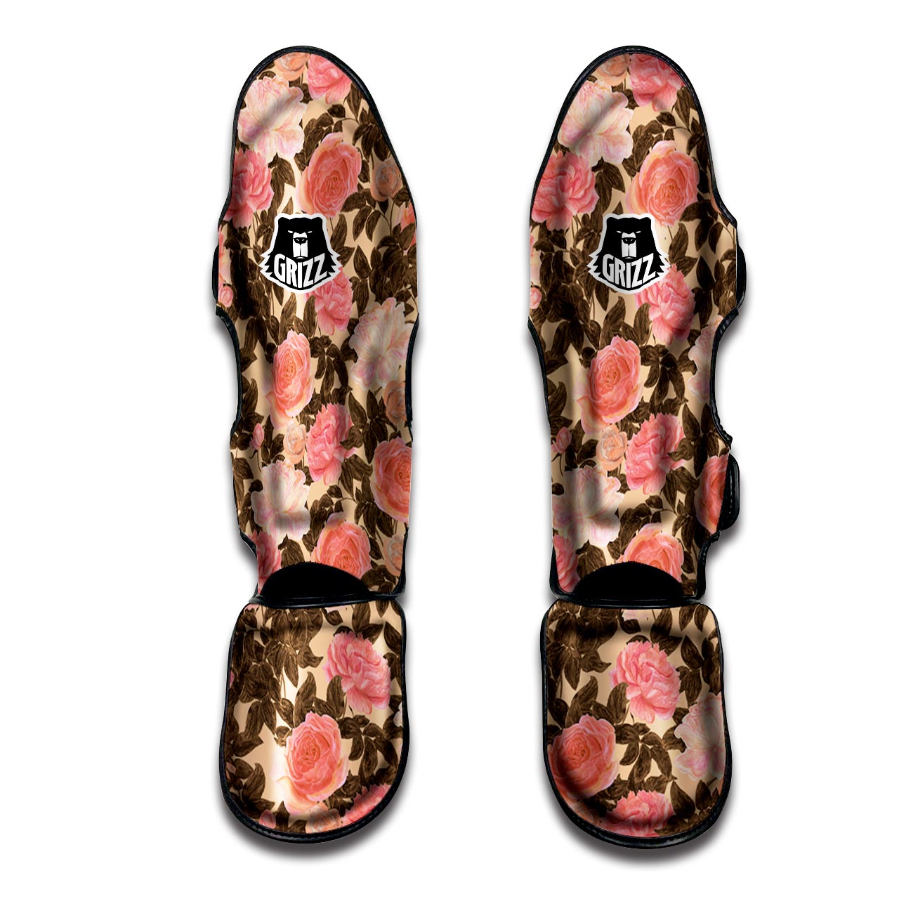 Pink Rose Floral Muay Thai Shin Guard-grizzshop