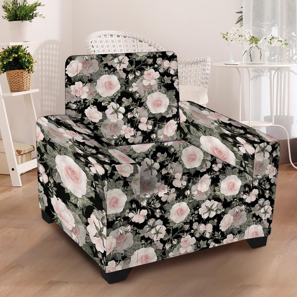 Pink Rose Floral Pattern Print Armchair Cover-grizzshop