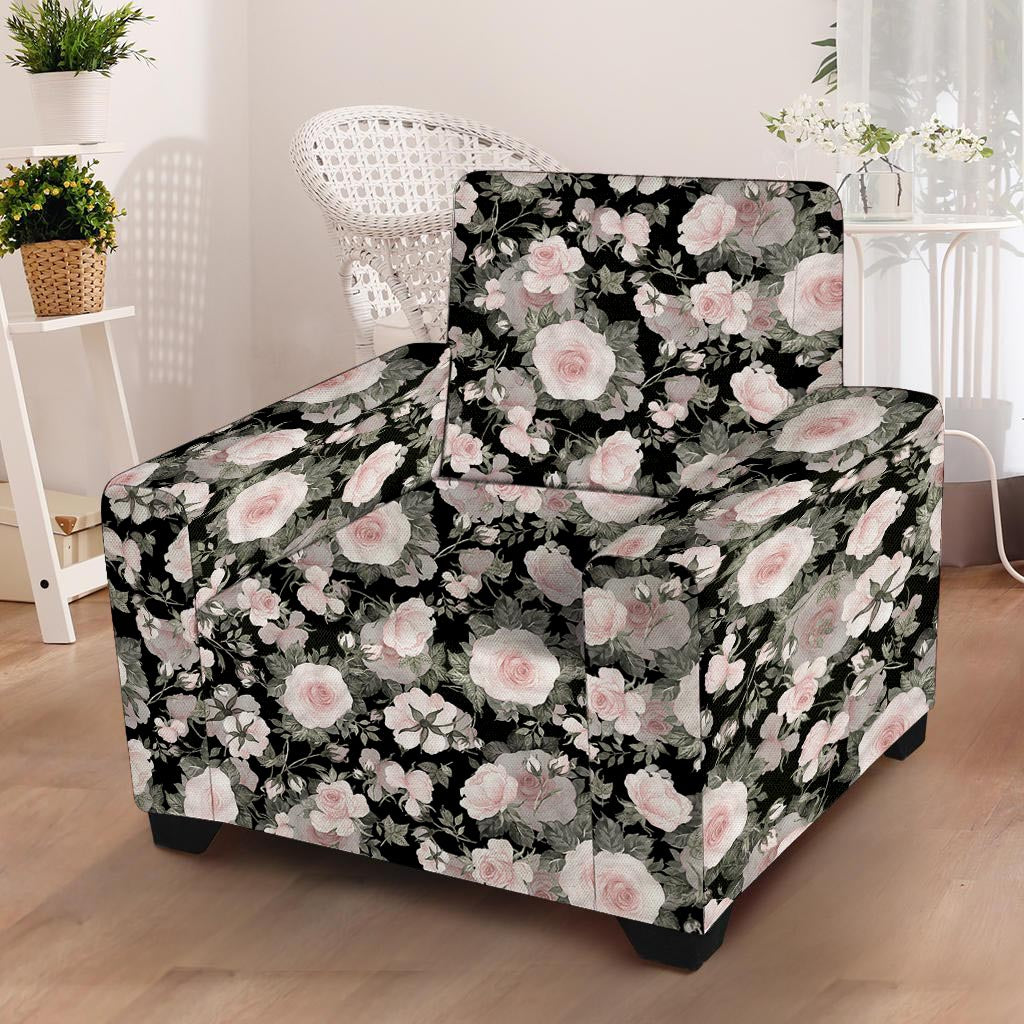 Pink Rose Floral Pattern Print Armchair Cover-grizzshop