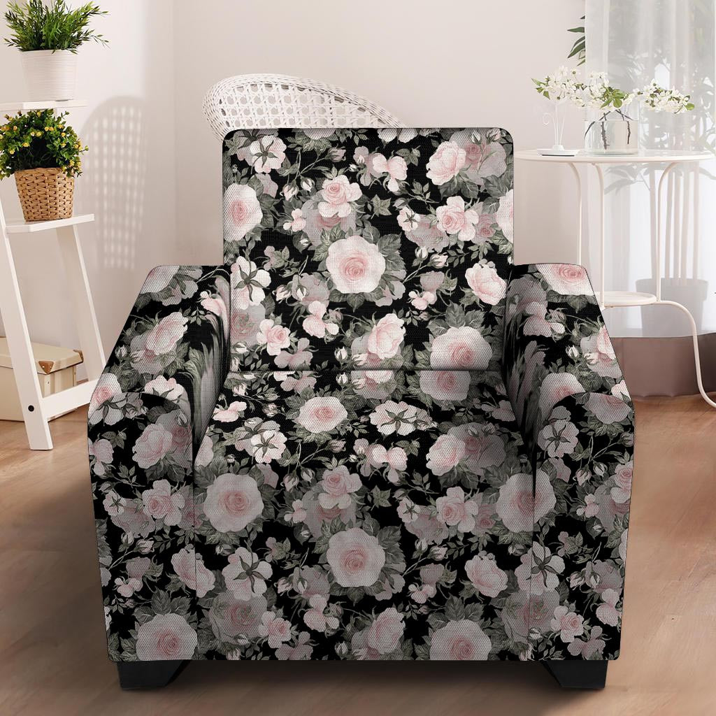 Pink Rose Floral Pattern Print Armchair Cover-grizzshop