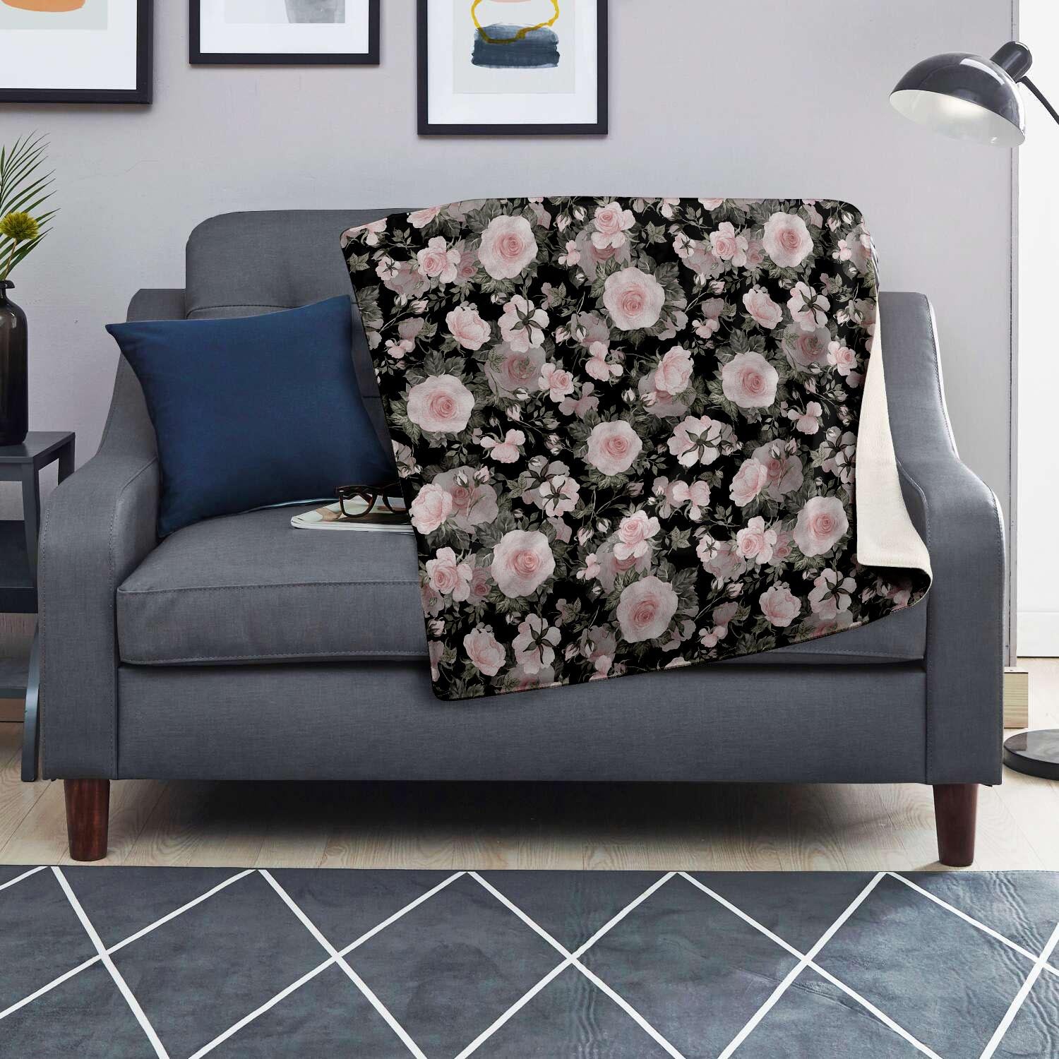 Pink Rose Floral Pattern Print Blanket-grizzshop