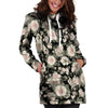 Pink Rose Floral Pattern Print Hoodie Dress-grizzshop