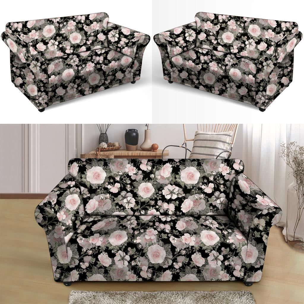 Pink Rose Floral Pattern Print Loveseat Cover-grizzshop