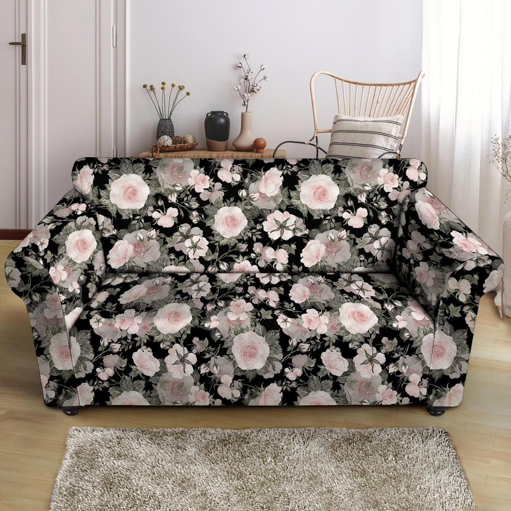 Pink Rose Floral Pattern Print Loveseat Cover-grizzshop