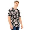 Pink Rose Floral Pattern Print Men T Shirt-grizzshop