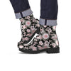 Pink Rose Floral Pattern Print Men's Boots-grizzshop