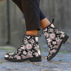 Pink Rose Floral Pattern Print Men's Boots-grizzshop