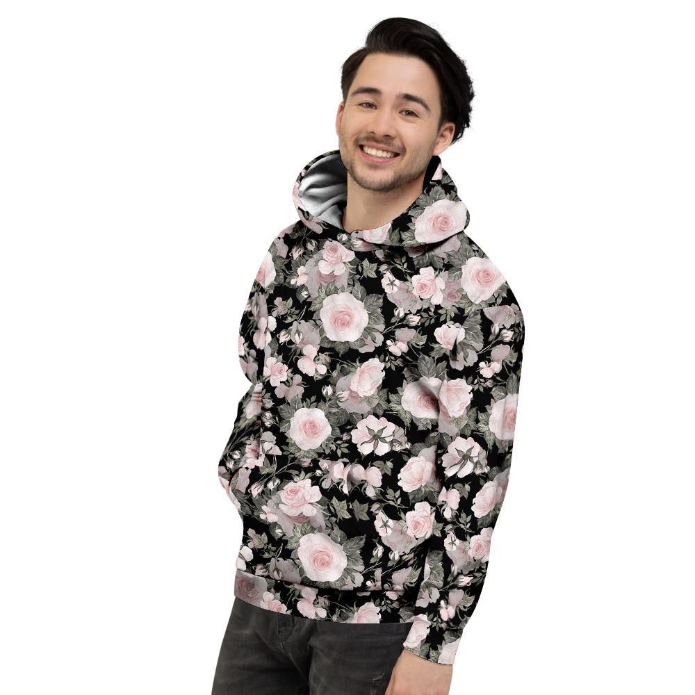 Pink Rose Floral Pattern Print Men's Hoodie-grizzshop