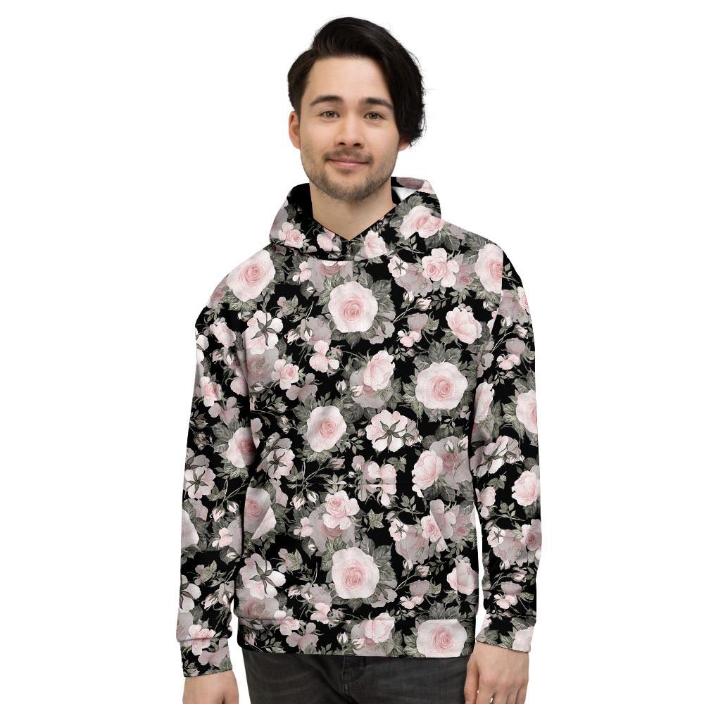 Pink Rose Floral Pattern Print Men's Hoodie-grizzshop