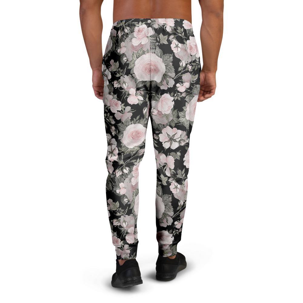 Pink Rose Floral Pattern Print Men's Joggers-grizzshop