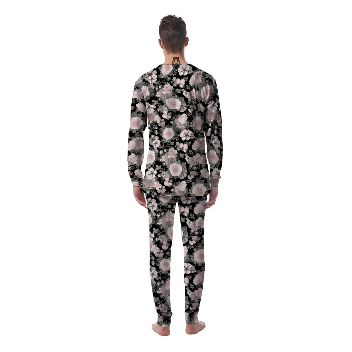 Pink Rose Floral Pattern Print Men's Pajamas-grizzshop