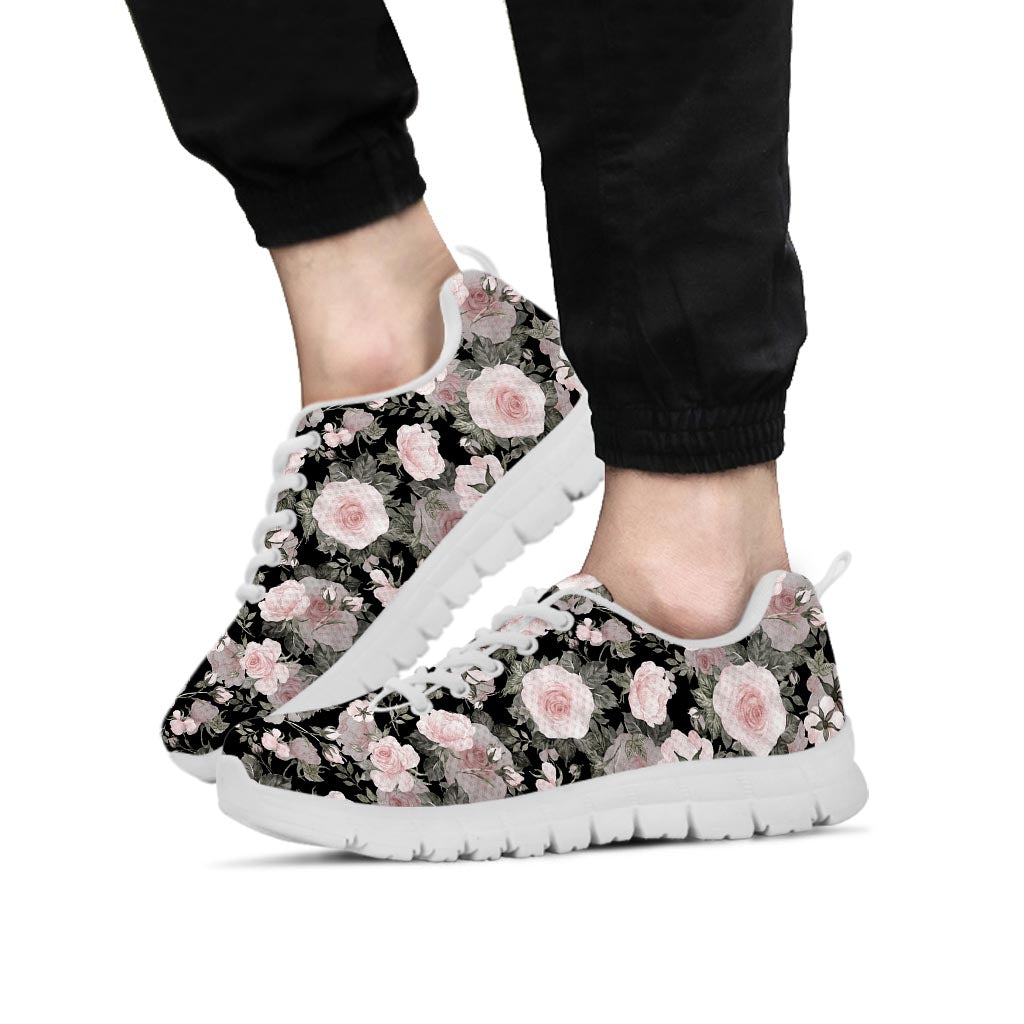 Pink Rose Floral Pattern Print Men's Sneakers-grizzshop