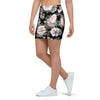 Pink Rose Floral Pattern Print Mini Skirt-grizzshop