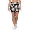 Pink Rose Floral Pattern Print Mini Skirt-grizzshop