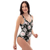 Pink Rose Floral Pattern Print One Piece Swimsuite-grizzshop